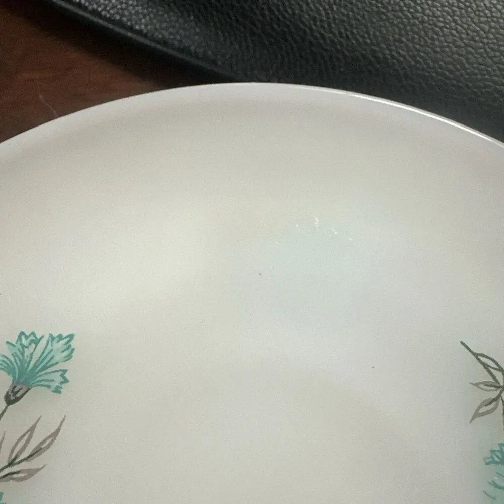 6 sets Vtg Anchor Hocking Fire King Milk Glass Bonnie Blue Flower Cup Saucer